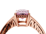 Rose gold Fancy Pink Emerald  Solitaire Pavé Diamond Milgrain Engagement Ring with Four-Prong Setting_7