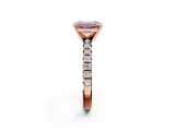 Rose gold Fancy Pink Emerald  Solitaire Pave Diamond Engagement Ring with Four-Prong Setting_348