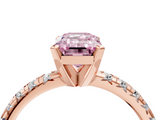Rose gold Fancy Pink Emerald  Solitaire Pave Diamond Engagement Ring with Four-Prong Setting_350