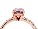 Rose gold Fancy Pink Emerald  Solitaire Pave Diamond Engagement Ring with Four-Prong Setting_351