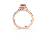Rose gold Fancy Pink Emerald  Solitaire Pave Diamond Engagement Ring with Prong Setting_22