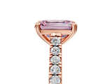 Rose gold Fancy Pink Emerald  Solitaire Pave Diamond Engagement Ring with Prong Setting_24