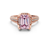 Rose gold Fancy Pink Emerald  Solitaire Pave Split Shank Ring with Four-Prong Setting_87