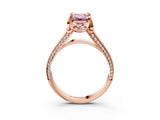 Rose gold Fancy Pink Emerald  Solitaire Pave Split Shank Ring with Four-Prong Setting_90