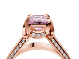 Rose gold Fancy Pink Emerald  Solitaire Pave Split Shank Ring with Four-Prong Setting_91