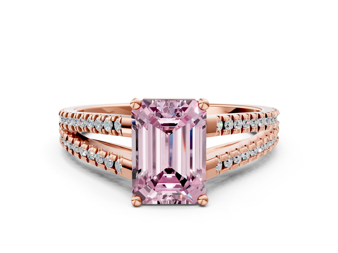 Rose gold Fancy Pink Emerald  Solitaire Split Shank Pavé Diamond Engagement Ring_453