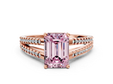 Rose gold Fancy Pink Emerald  Solitaire Split Shank Pavé Diamond Engagement Ring_453