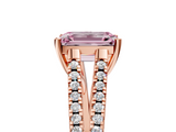 Rose gold Fancy Pink Emerald  Solitaire Split Shank Pavé Diamond Engagement Ring_458