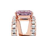 Rose gold Fancy Pink Emerald  Solitaire Split Shank Pave Diamond Ring_78