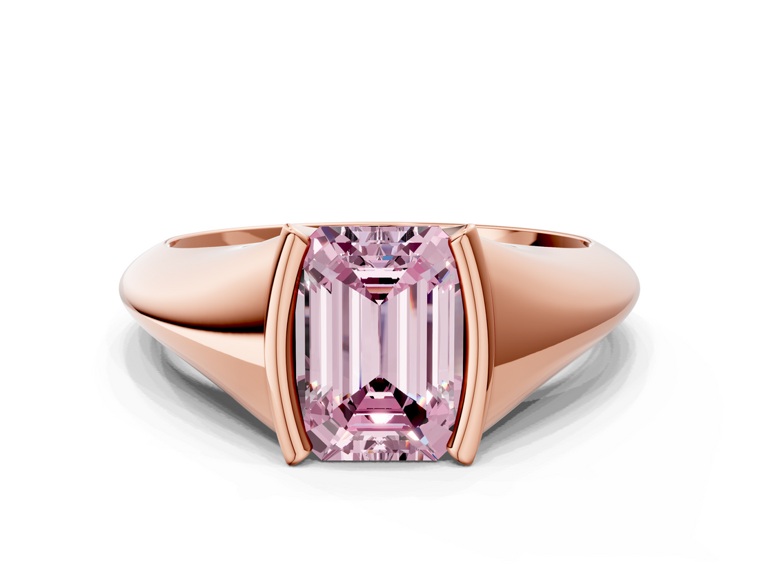Rose gold Fancy Pink Emerald  Solitaire Tension Set Diamond Ring_20
