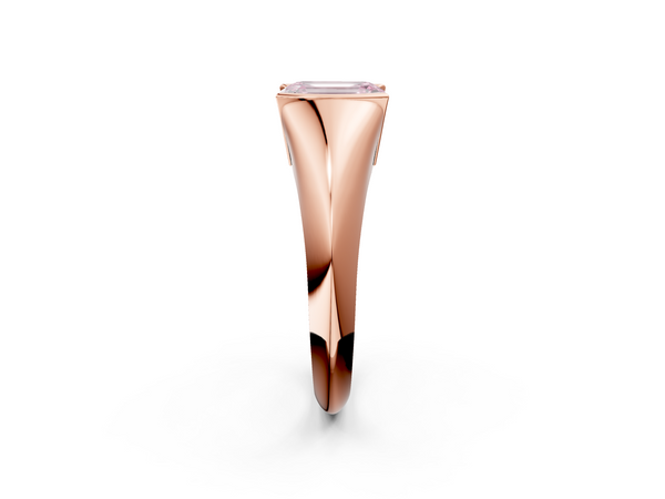 Rose Gold Emerald Cut Tension Set Solitaire Engagement Ring Setting for Fancy Pink Center
