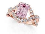 Rose gold Fancy Pink Emerald  Solitaire Twist Band Pavé Diamond Engagement Ring_33