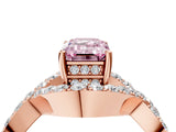 Rose gold Fancy Pink Emerald  Solitaire Twist Band Pavé Diamond Engagement Ring_36