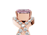 Rose gold Fancy Pink Emerald  Solitaire Twist Band Pavé Diamond Engagement Ring_37