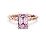Rose gold Fancy Pink Emerald  Solitaire Twist Band Ring with Four-Prong Setting_68