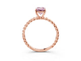 Rose gold Fancy Pink Emerald  Solitaire Twist Band Ring with Four-Prong Setting_71