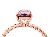 Rose gold Fancy Pink Emerald  Solitaire Twist Band Ring with Four-Prong Setting_72