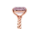 Rose gold Fancy Pink Emerald  Solitaire Twist Band Ring with Four-Prong Setting_73