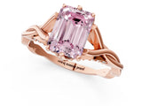 Rose gold Fancy Pink Emerald  Solitaire Twist Band Six-Prong Setting 1