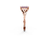 Rose gold Fancy Pink Emerald  Solitaire Twist Band Six-Prong Setting 2