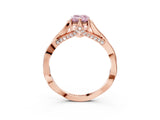 Rose gold Fancy Pink Emerald  Solitaire Twist Band Six-Prong Setting 3