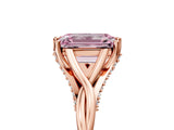 Rose gold Fancy Pink Emerald  Solitaire Twist Band Six-Prong Setting 5