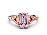 Rose gold Fancy Pink Emerald  Solitaire Twist Band Six-Prong Setting
