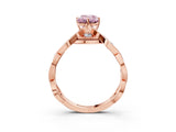 Rose gold Fancy Pink Emerald  Solitaire Twist Band with Leaf Prong Setting 4
