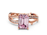 Rose gold Fancy Pink Emerald  Solitaire Twist Band with Pavé Accents and Four-Prong Setting_21