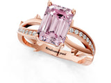 Rose gold Fancy Pink Emerald  Solitaire Twist Band with Pavé Accents and Four-Prong Setting_22
