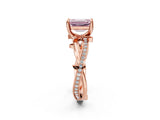Rose gold Fancy Pink Emerald  Solitaire Twist Band with Pavé Accents and Four-Prong Setting_23