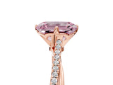 Rose gold Fancy Pink Emerald  Solitaire Twist Band with Pavé Diamonds and Four-Prong Setting_57