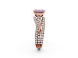 Rose gold Fancy Pink Emerald  Solitaire Twist Band with Pavé Setting and Four-Prong Setting_103