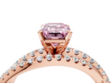 Rose gold Fancy Pink Emerald  Solitaire Twist Band with Pavé Setting and Four-Prong Setting_105