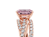 Rose gold Fancy Pink Emerald  Solitaire Twist Band with Pavé Setting and Four-Prong Setting_106