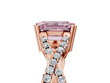Rose gold Fancy Pink Emerald  Solitaire Twist Band with Pavé Setting and Four-Prong Setting_39