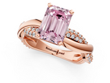 Rose gold Fancy Pink Emerald  Solitaire Twist Band with Pave Prong Setting_29