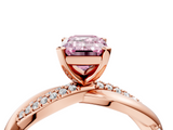Rose gold Fancy Pink Emerald  Solitaire Twist Band with Pave Prong Setting_32