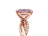 Rose gold Fancy Pink Emerald  Solitaire Twist Band with Pave Prong Setting_33