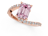 Rose gold Fancy Pink Emerald  Solitaire Twist Band with Pave Set Diamonds and Four-Prong Setting_133