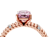Rose gold Fancy Pink Emerald  Solitaire Twisted Band Prong Set Engagement Ring_53