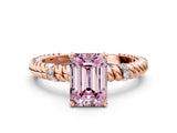Rose gold Fancy Pink Emerald  Solitaire Twisted Band Prong Set Engagement Ring_83