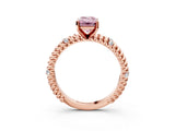 Rose gold Fancy Pink Emerald  Solitaire Twisted Band Prong Set Engagement Ring_86