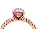 Rose gold Fancy Pink Emerald  Solitaire Twisted Band Prong Set Engagement Ring_87