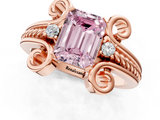 Rose gold Fancy Pink Emerald  Solitaire Twisted Band Scroll Prong Ring_4
