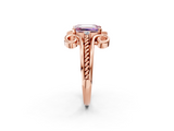 Rose gold Fancy Pink Emerald  Solitaire Twisted Band Scroll Prong Ring_5