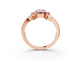 Rose gold Fancy Pink Emerald  Solitaire Twisted Band Scroll Prong Ring_6
