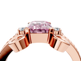 Rose gold Fancy Pink Emerald  Solitaire Twisted Band Scroll Prong Ring_7