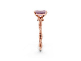 Rose gold Fancy Pink Emerald  Solitaire Twisted Band with Bead Prong Setting_307