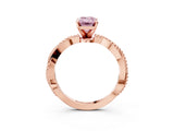 Rose gold Fancy Pink Emerald  Solitaire Twisted Band with Bead Prong Setting_308